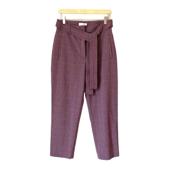 Aritzia Wilfred Tie Front Pants Plaid Size 6 - Picture 1 of 14